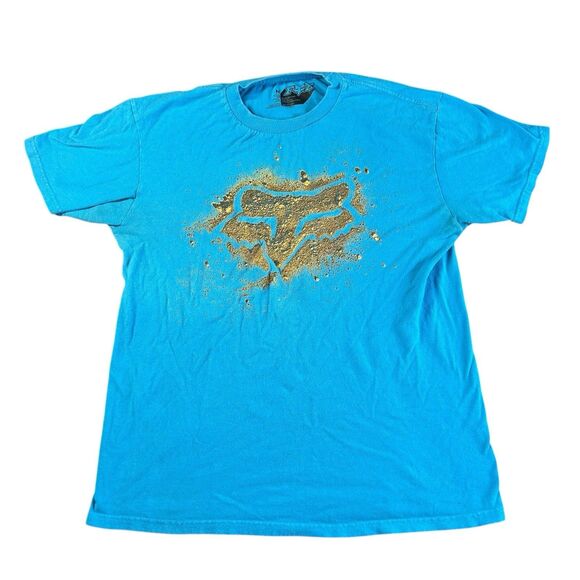 Fox Racing Shirt Mens Medium Blue Graphic Motocross Dirt Bike Streetwear Y2K - Picture 2 of 6